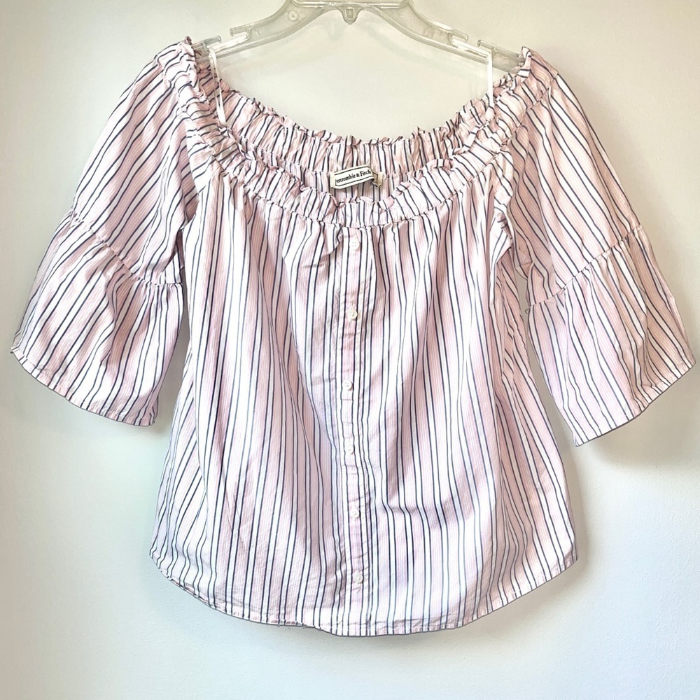 Abercrombie & Fitch Preppy Stripe Off-Shoulder Shirt